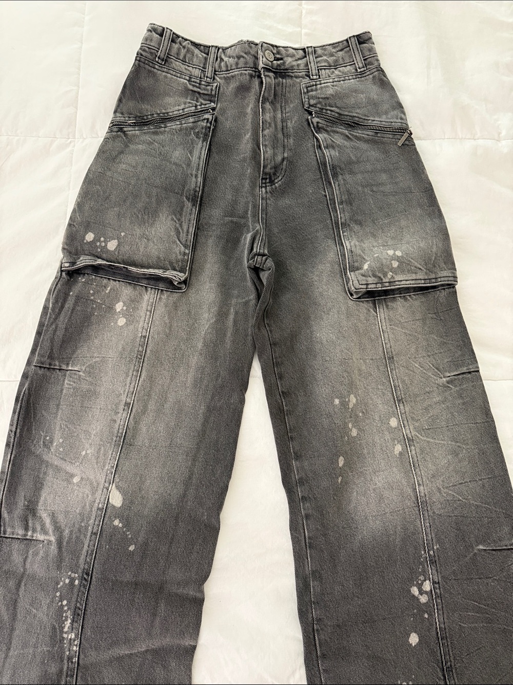 Black Washed Utility Jeans